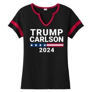 Trump Carlson 2024 President Election Pro America Us Flag Trumpcarlson Campaign Ladies Halftime Notch Neck Tee