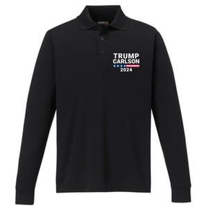 Trump Carlson 2024 President Election Pro America Us Flag Trumpcarlson Campaign Performance Long Sleeve Polo