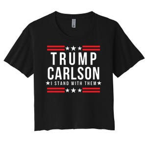 Trump Carlson 2024 President Election Pro America Trumpcarlson Campaign Us Flag Women's Crop Top Tee