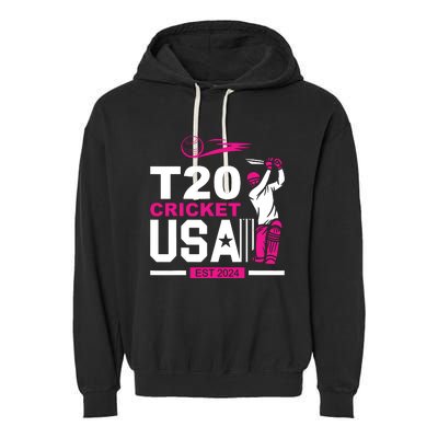 T20 Cricket 2024 Usa Cricket Fans Garment-Dyed Fleece Hoodie