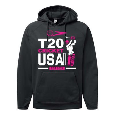 T20 Cricket 2024 Usa Cricket Fans Performance Fleece Hoodie