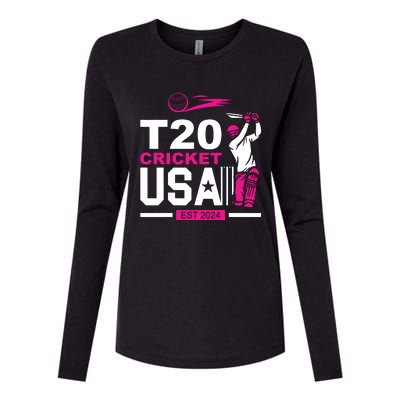 T20 Cricket 2024 Usa Cricket Fans Womens Cotton Relaxed Long Sleeve T-Shirt