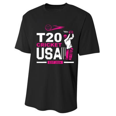 T20 Cricket 2024 Usa Cricket Fans Performance Sprint T-Shirt