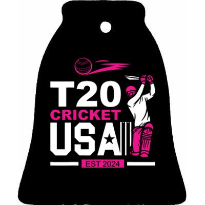 T20 Cricket 2024 Usa Cricket Fans Ceramic Bell Ornament