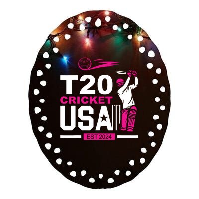 T20 Cricket 2024 Usa Cricket Fans Ceramic Oval Ornament