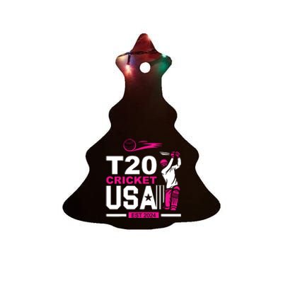 T20 Cricket 2024 Usa Cricket Fans Ceramic Tree Ornament