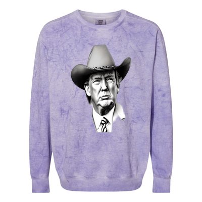 Trump Cowboy 2024 Colorblast Crewneck Sweatshirt