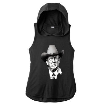 Trump Cowboy 2024 Ladies PosiCharge Tri-Blend Wicking Draft Hoodie Tank