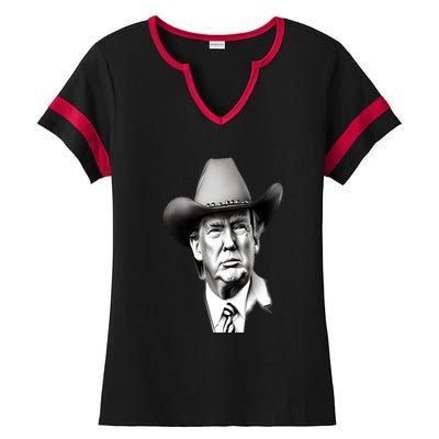 Trump Cowboy 2024 Ladies Halftime Notch Neck Tee