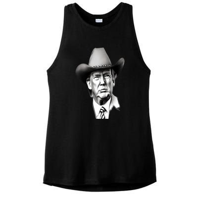 Trump Cowboy 2024 Ladies PosiCharge Tri-Blend Wicking Tank