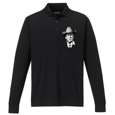 Trump Cowboy 2024 Performance Long Sleeve Polo