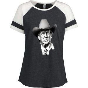 Trump Cowboy 2024 Enza Ladies Jersey Colorblock Tee