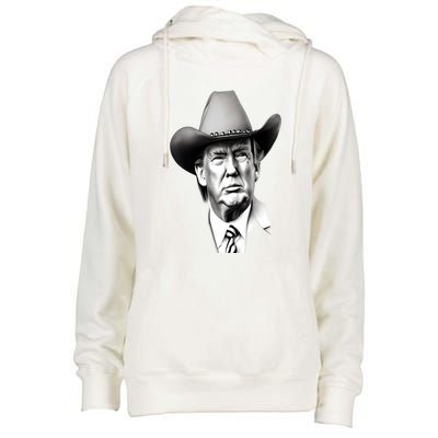 Trump Cowboy 2024 Womens Funnel Neck Pullover Hood