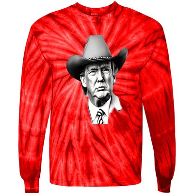 Trump Cowboy 2024 Tie-Dye Long Sleeve Shirt