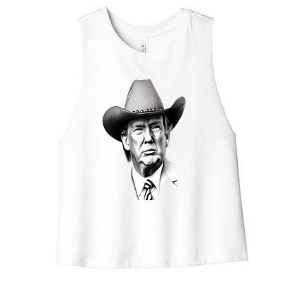 Trump Cowboy 2024 Women's Racerback Cropped Tank