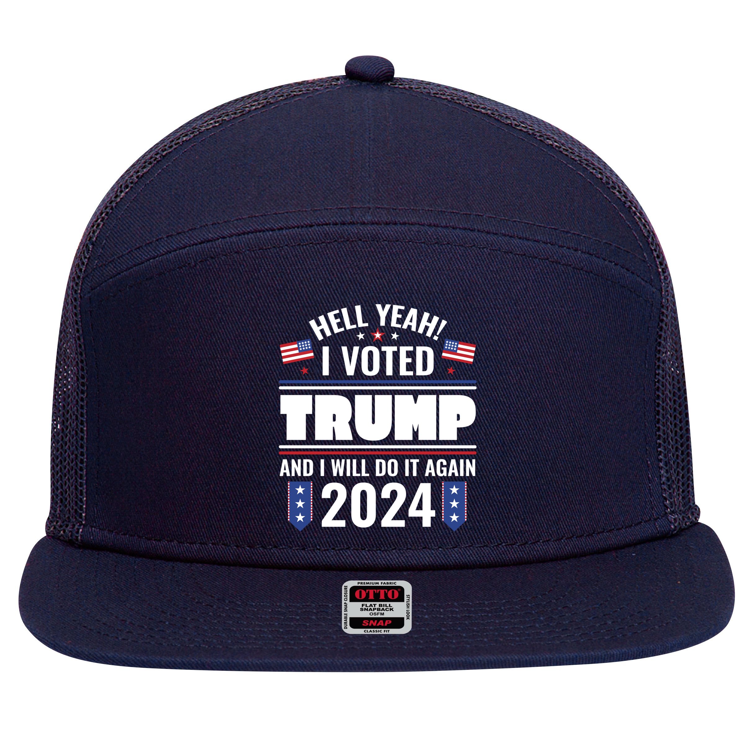 Trump Campaign 2024 7 Panel Mesh Trucker Snapback Hat