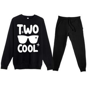 Two Cool 2nd Birthday Gift 2 Year Old Boy Second Bday Premium Crewneck Sweatsuit Set