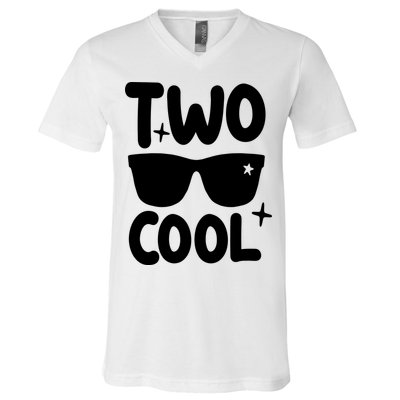 Two Cool 2nd Birthday Gift 2 Year Old Boy Second Bday V-Neck T-Shirt