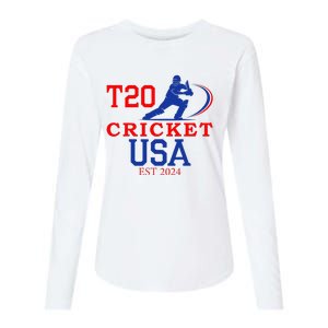 T20 Cricket 2024 Usa Womens Cotton Relaxed Long Sleeve T-Shirt