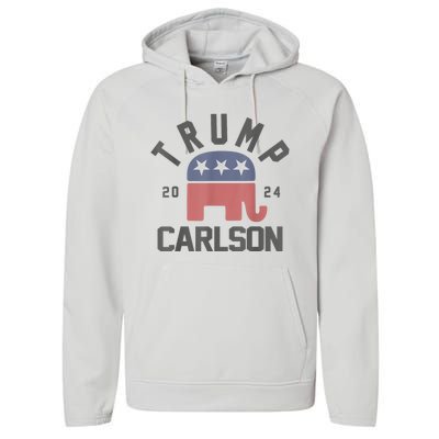 Trump Carlson 2024 President Election Pro America US Flag Performance Fleece Hoodie