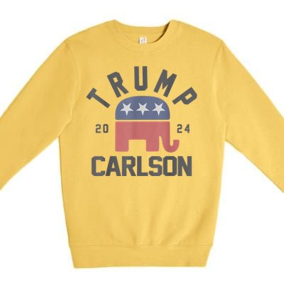 Trump Carlson 2024 President Election Pro America US Flag Premium Crewneck Sweatshirt