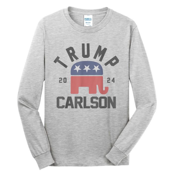 Trump Carlson 2024 President Election Pro America US Flag Tall Long Sleeve T-Shirt