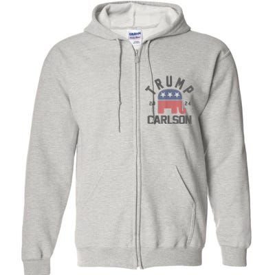 Trump Carlson 2024 President Election Pro America US Flag Full Zip Hoodie