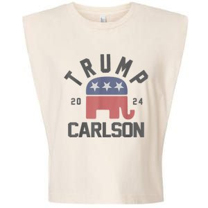 Trump Carlson 2024 President Election Pro America US Flag Garment-Dyed Women's Muscle Tee