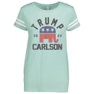 Trump Carlson 2024 President Election Pro America US Flag Enza Ladies Jersey Football T-Shirt