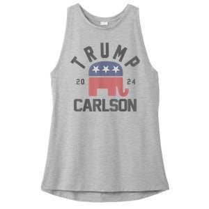 Trump Carlson 2024 President Election Pro America US Flag Ladies PosiCharge Tri-Blend Wicking Tank