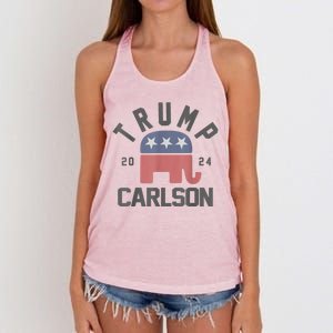 Trump Carlson 2024 President Election Pro America US Flag Women's Knotted Racerback Tank