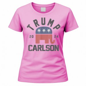 Trump Carlson 2024 President Election Pro America US Flag Women's T-Shirt