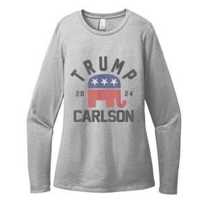 Trump Carlson 2024 President Election Pro America US Flag Womens CVC Long Sleeve Shirt