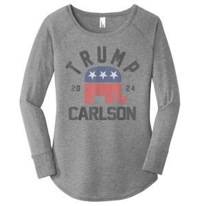 Trump Carlson 2024 President Election Pro America US Flag Women's Perfect Tri Tunic Long Sleeve Shirt