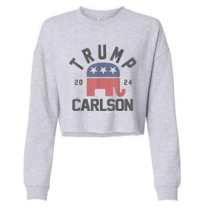 Trump Carlson 2024 President Election Pro America US Flag Cropped Pullover Crew