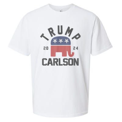 Trump Carlson 2024 President Election Pro America US Flag Sueded Cloud Jersey T-Shirt