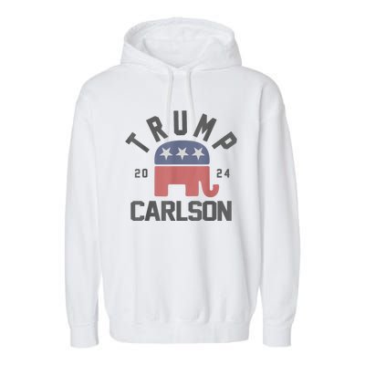 Trump Carlson 2024 President Election Pro America US Flag Garment-Dyed Fleece Hoodie