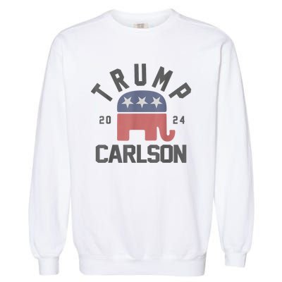 Trump Carlson 2024 President Election Pro America US Flag Garment-Dyed Sweatshirt