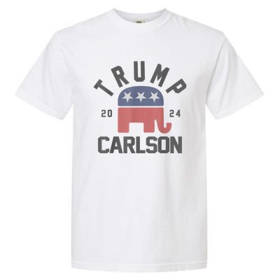 Trump Carlson 2024 President Election Pro America US Flag Garment-Dyed Heavyweight T-Shirt