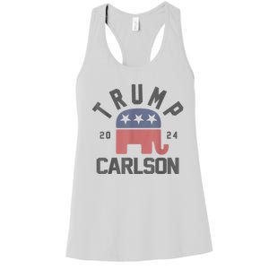 Trump Carlson 2024 President Election Pro America US Flag Women's Racerback Tank