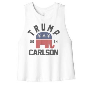 Trump Carlson 2024 President Election Pro America US Flag Women's Racerback Cropped Tank