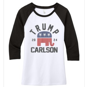 Trump Carlson 2024 President Election Pro America US Flag Women's Tri-Blend 3/4-Sleeve Raglan Shirt