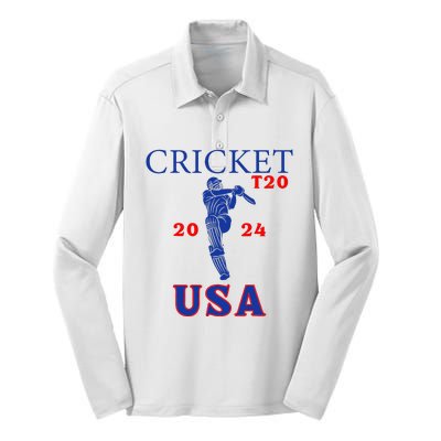 T20 Cricket 2024 Usa Silk Touch Performance Long Sleeve Polo