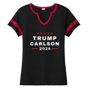 Trump Carlson 2024 President Election Pro America Ladies Halftime Notch Neck Tee