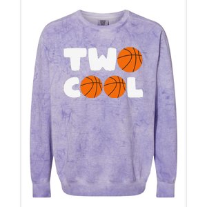 Two Cool 2nd Birthday Basketball Themed 2 Year Old Colorblast Crewneck Sweatshirt