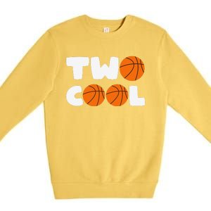 Two Cool 2nd Birthday Basketball Themed 2 Year Old Premium Crewneck Sweatshirt