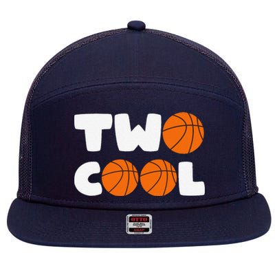 Two Cool 2nd Birthday Basketball Themed 2 Year Old 7 Panel Mesh Trucker Snapback Hat