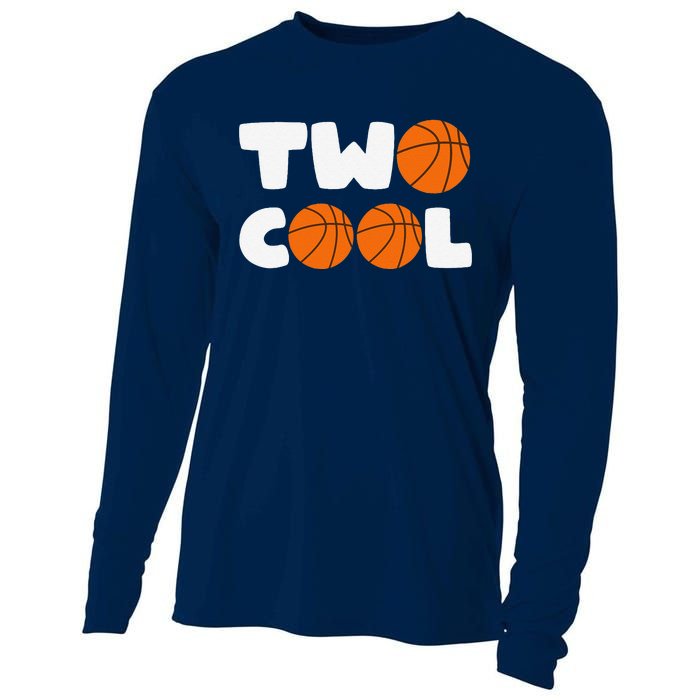 Two Cool 2nd Birthday Basketball Themed 2 Year Old Cooling Performance Long Sleeve Crew