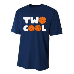 Two Cool 2nd Birthday Basketball Themed 2 Year Old Performance Sprint T-Shirt