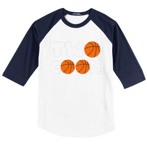 Two Cool 2nd Birthday Basketball Themed 2 Year Old Baseball Sleeve Shirt